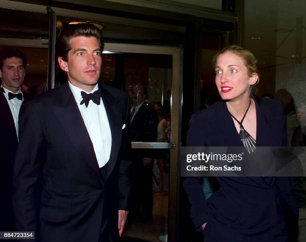 John F Kennedy, Jr and his wife, Carolyn Bessette Kennedy depart the Washington Hilton after the White House Correspondents'' Dinner in Washington,...