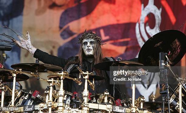 Joey Jordison of Slipknot performs on stage at Castle Donington on June 13, 2009 in Leicester, England.