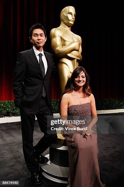 Student filmmakers Kwibum Chung and Robyn Yannoukos from UCLA pose prior to the 36th Annual Student Academy Awards at The Motion Picture Academy on...