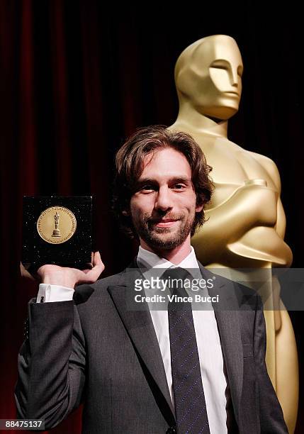 Student filmmaker Brendan Bellomo from New York University poses prior to the 36th Annual Student Academy Awards at The Motion Picture Academy on...