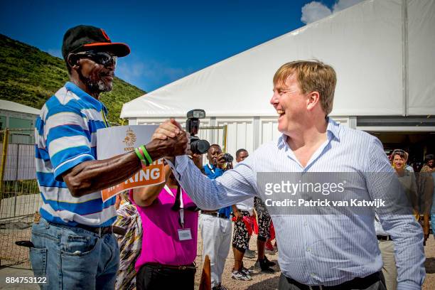 King Willem-Alexander of The Netherlands visits reconstruction projects and damaged areas in Sint Maarten after the destruction of hurricane Irma on...
