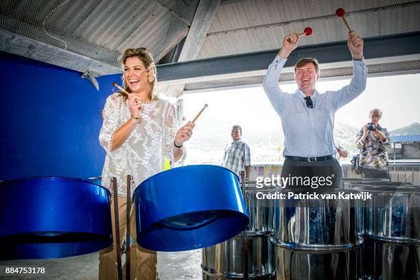 King Willem-Alexander of The Netherlands and Queen Maxima of The Netherlands visit reconstruction projects and damaged areas in Sint Maarten after...
