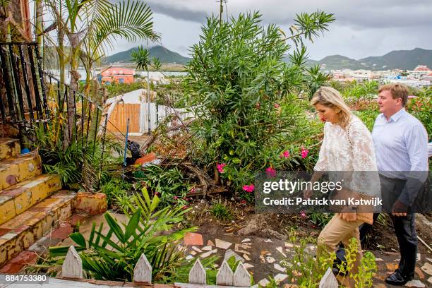 King Willem-Alexander of The Netherlands and Queen Maxima of The Netherlands visit reconstruction projects and damaged areas in Sint Maarten after...