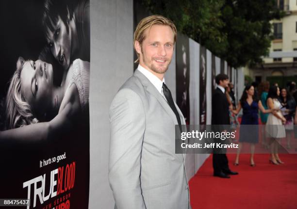 Actor Alexander Skarsgard attends the HBO Premiere of "True Blood" at Paramount Studios on June 9, 2009 in Los Angeles, California.