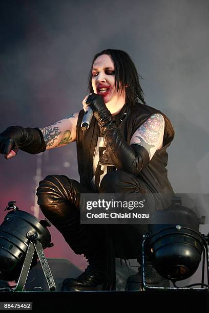 Marilyn Manson performs on day two of the Download Festival at Donington Park on June 13, 2009 in Castle Donington, England.