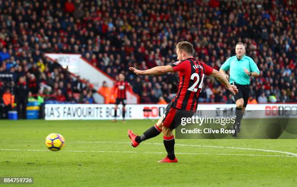 Ryan Fraser of AFC Bournemouth scores his sides first goal during the Premier League match between AFC Bournemouth and Southampton at Vitality...
