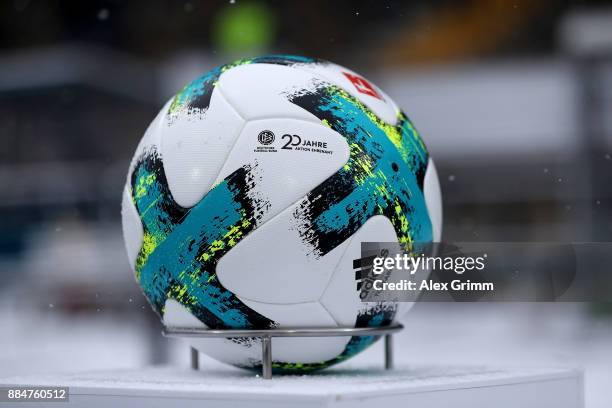 The match ball is pictured before the Second Bundesliga match between SV Darmstadt 98 and SSV Jahn Regensburg at Jonathan-Heimes-Stadion am...