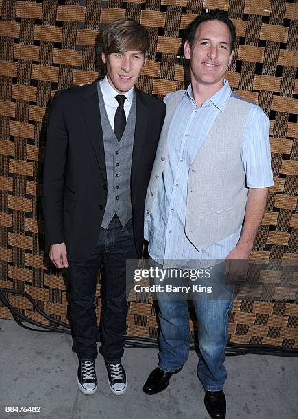 Screenwriter Dustin Lance Black and guest arrive to the "Life Out Loud 4" event held at Sunset Gower Studios on June 13, 2009 in Hollywood,...
