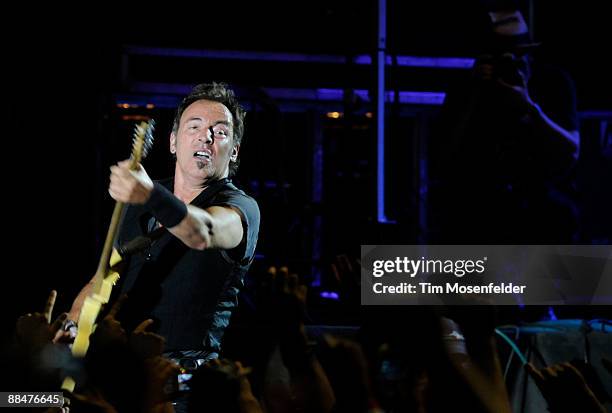 Bruce Springsteen of Bruce Springsteen & The E Street Band perform as part of Day Three of the 2009 Bonnaroo Music and Arts Festival on June 13, 2009...