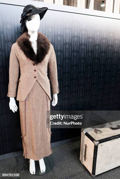 Exhibition of costumes from the film adaptation of Agatha Christie's 'Murder on the Orient Express' at the Museo del Ferrocarril in Madrid, Spain.