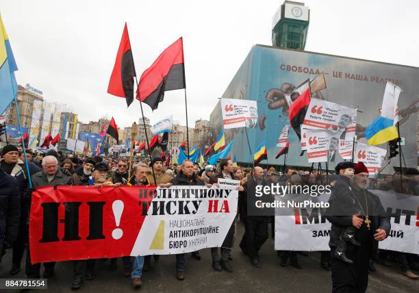 Ukrainians take part in the &quot;March for Impeachment&quot; in Kiev, Ukraine, 03 December, 2017. Protestors demand Ukrainian parliament to accept a...