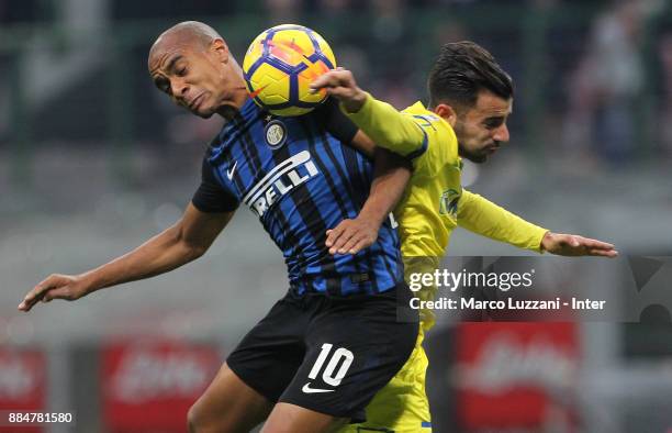 Joao Mario of FC Internazionale in action during the Serie A match between FC Internazionale and AC Chievo Verona at Stadio Giuseppe Meazza on...