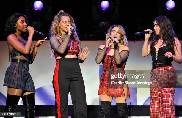 Singers Normani Kordeo, Dinah Jane, Ally Brooks and Lauren Jauregui of Fifth Harmony perform at 99.7 NOW! Presents POPTOPIA at SAP Center on December...