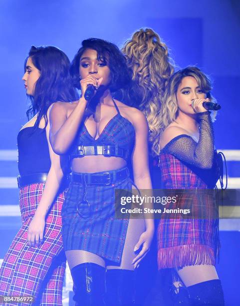 Singers Lauren Jauregui, Normani Kordei, Dinah Jane and Ally Brooks of Fifth Harmony perform at 99.7 NOW! Presents POPTOPIA at SAP Center on December...