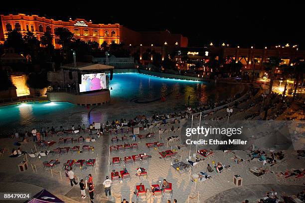 General view is seen during the dive-in movie of "Yellow Submarine"during the 11th annual CineVegas film festival held at Mandalay Bay Beach on June...