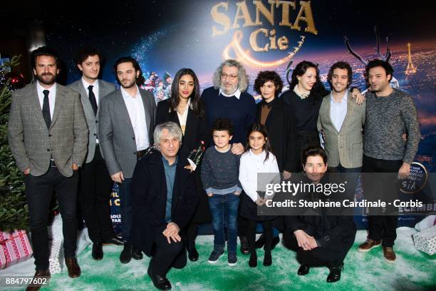 Gregoire Ludig, David Marsais, Pio Marmai, Golshifteh Farahani, Alain Chabat, Audrey Tautou, Louise Chabat, Bruno Sanches and guest attend the "Santa...