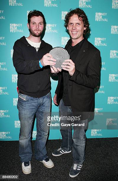 Luke Doolan and Drew Bailey receive the 2009 Dendy Awards for Best Live Action Short for "Miracle Fish" at the Sydney Film Festival Awards at the...