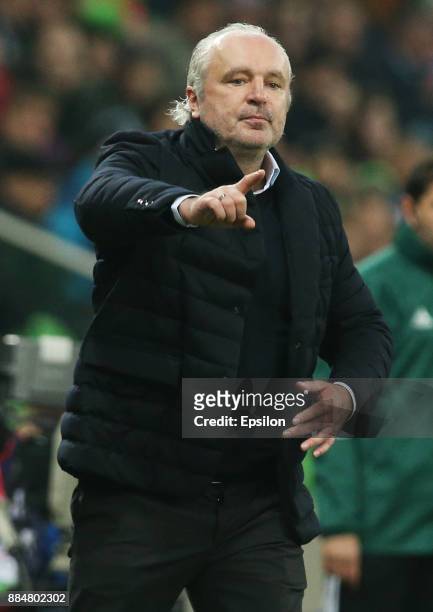 Head coach of FC Krasnodar Igor Shalimov gestures during the Russian Premier League match between FC Krasnodar and FC Akhmat Grozny at the Krasnodar...