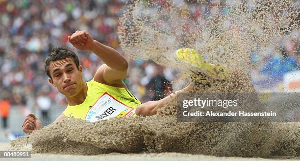 Sebastian Bayer of Germany competes at the men's Long Jump during the IAAF Golden League ISTAF meeting at the Olympic Stadium on June 14, 2009 in...