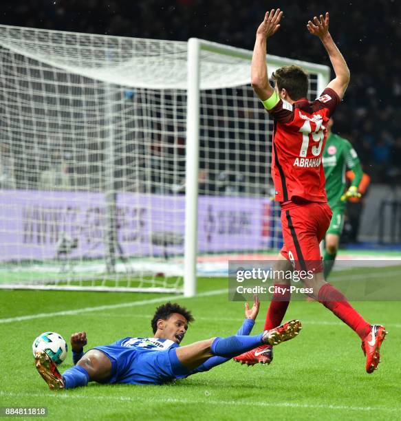 Valentino Lazaro of Hertha BSC and David Abraham of Eintracht Frankfurt during the game between Hertha BSC and the Eintracht Frankfurt on december 3,...