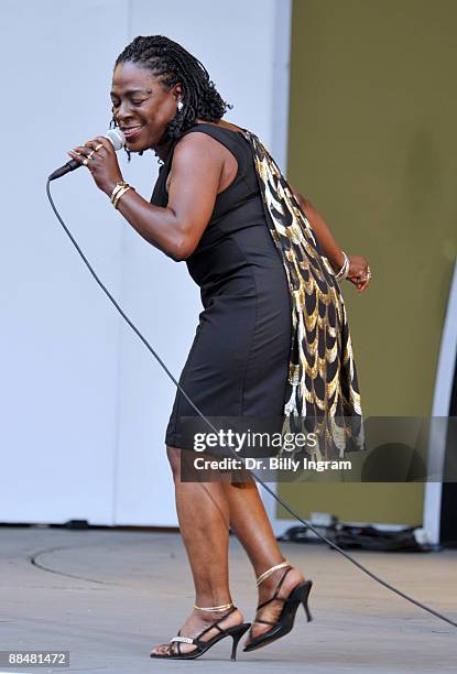 Singer Sharon Jones performs on day 1 of the 31st Annual Playboy Jazz Festival at the Hollywood Bowl on June 13, 2009 in Hollywood, California.