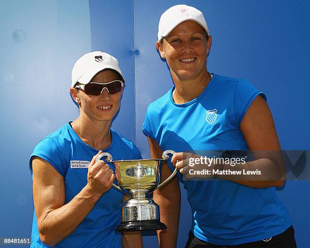 Cara Black of Zimbabwe and Liezel Huber of the United States pictured after beating Raquel Kops-Jones and Abigail Spears of the United States in the...