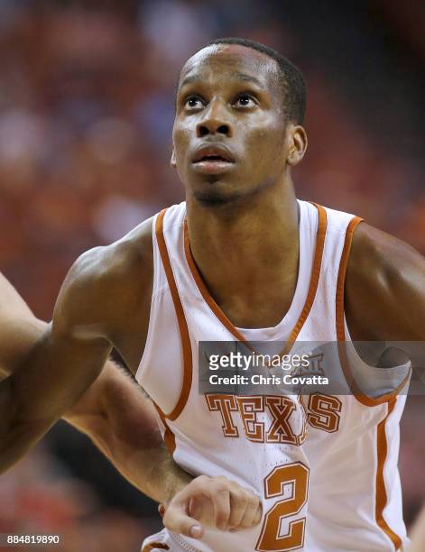 Matt Coleman of the Texas Longhorns battles for position during the game with the Lipscomb Bisons at the Frank Erwin Center on November 18, 2017 in...