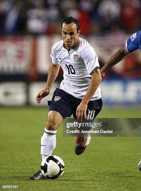 Landon Donovan of the United States controls the ball against Honduras during a FIFA 2010 World Cup Qualifying match on June 6, 2009 at Soldier Field...