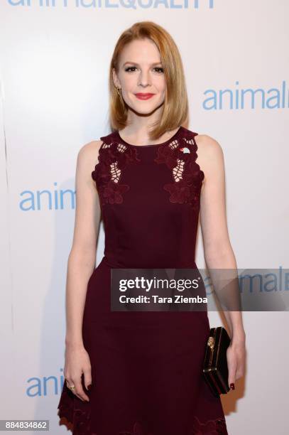 Actress Ashley Bell attends the Animal Equality Global Action annual gala at The Beverly Hilton Hotel on December 2, 2017 in Beverly Hills,...