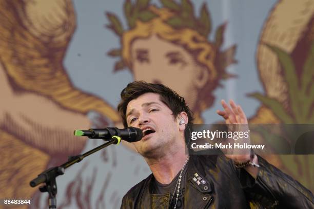 Danny O'Donoghue of the Script performs on stage on day 3 of the Isle Of Wight Festival at Seaclose Park on June 14, 2009 in Newport, Isle of Wight.