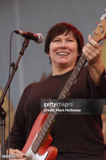 Kim Deal of the Pixies performs on stage on day 3 of the Isle Of Wight Festival at Seaclose Park on June 14, 2009 in Newport, Isle of Wight.