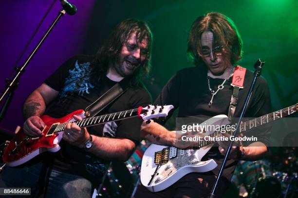 Phil Hilborne and Steve Vai perform on stage on day 4 of the International Music Show at ExCel on June 14, 2009 in London, England.