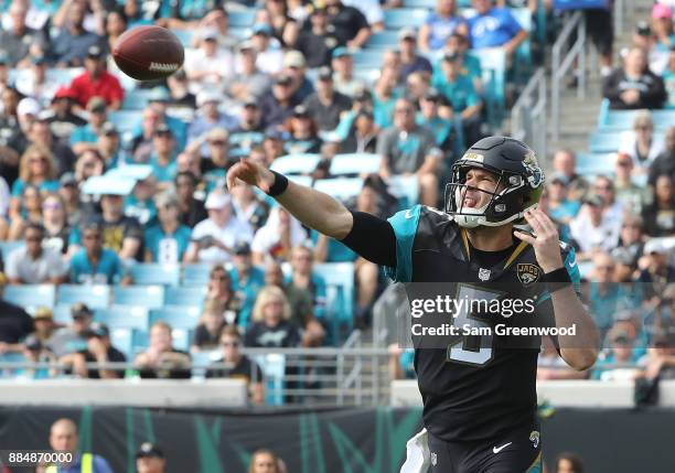 Blake Bortles of the Jacksonville Jaguars throws a pass in the first half of their game against the Indianapolis Colts at EverBank Field on December...