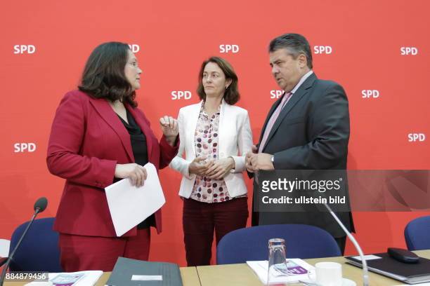 Berlin, Willy_Brandt_Haus, Auftaktbilder zur Sitzung des SPD-Parteivorstandes, Foto: Andrea Nahles, Bundesministerin für Arbeit und Soziales,...