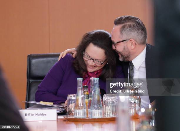 Berlin, Bundeskanzleramt, Kabinettssitzung, Thema: Asyl- und Flüchtlingspolitik, Foto: Andrea Nahles, Bundesministerin für Arbeit und Soziales