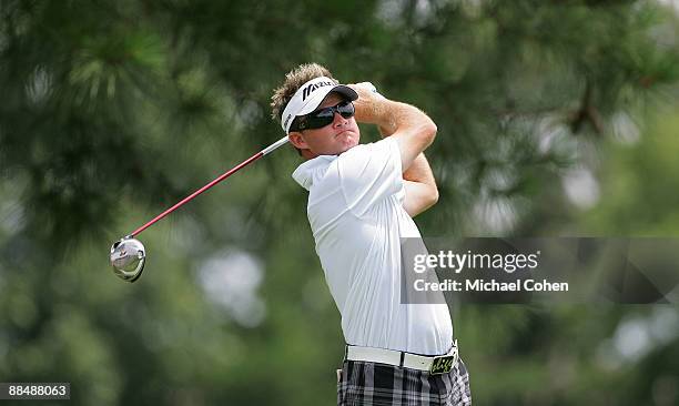 Brian Gay of the U.S. Hits his drive on the third hole during the final round of the St. Jude Classic at TPC Southwind held on June 14, 2009 in...