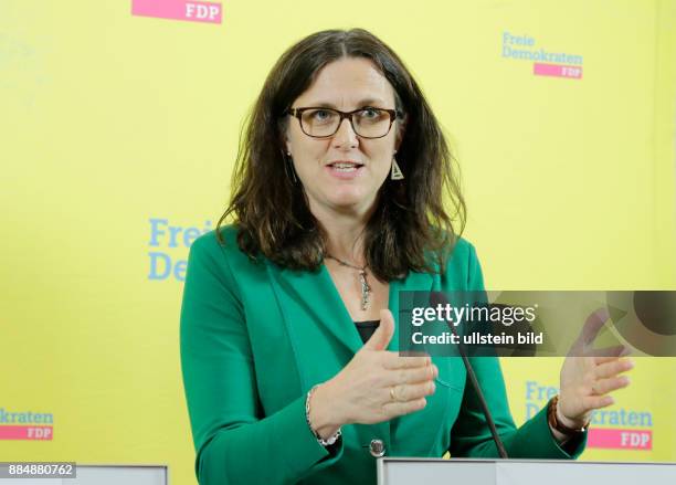 Berlin, Pressekonferenz: EU-Handelskommissarin Malmström und Vizepräsident des Europäischen Parlaments, Lambsdorff, Foto:Cecilia Malmström