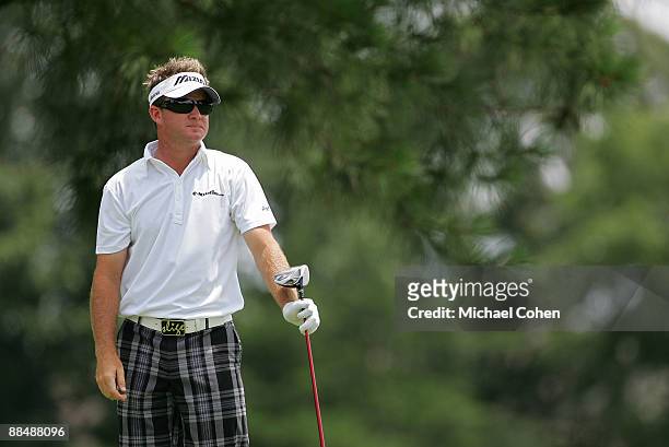 Brian Gay of the U.S. Prepares to hit his drive on the third hole during the final round of the St. Jude Classic at TPC Southwind held on June 14,...