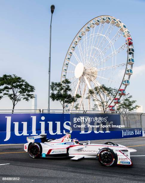 Neel Jani of Switzerland from DRAGON competes during the FIA Formula E Hong Kong E-Prix Round 2 at the Central Harbourfront Circuit on 03 December...