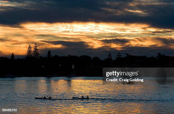 Competitors kayak out from Forster into the night on the 5th leg on day one of the the GeoQuest 48 hour Adventure race held around the Barrington...