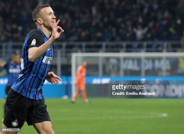 Ivan Perisic of FC Internazionale Milano celebrates his third goal during the Serie A match between FC Internazionale and AC Chievo Verona at Stadio...