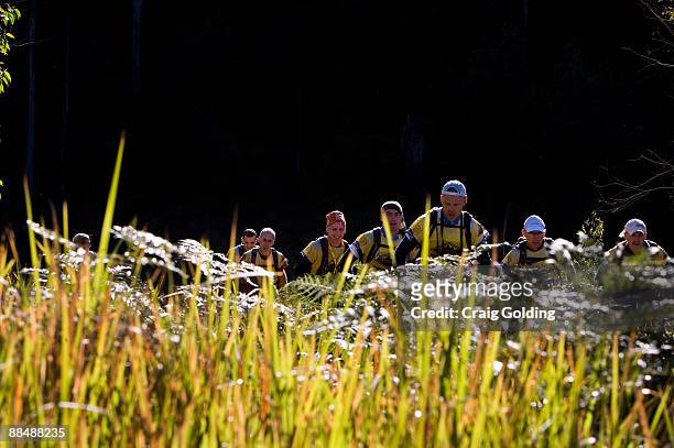 Competitors trek through the upper regions of the Bowman River on day one of the the GeoQuest 48 hour Adventure race held around the Barrington Tops...