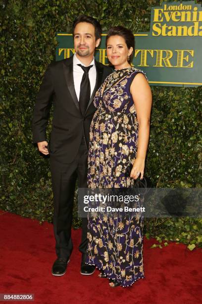 Lin-Manuel Miranda and Vanessa Nadal attend the London Evening Standard Theatre Awards 2017 at the Theatre Royal, Drury Lane, on December 3, 2017 in...