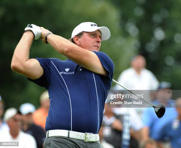 Phil Mickelson hits a drive during the final round of the St. Jude Classic at TPC Southwind on June 14, 2009 in Memphis, Tennessee.