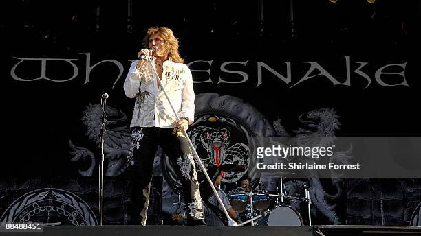 David Coverdale of Whitesnake performs at day three of the Download Festival at Donington Park on June 14, 2009 in Castle Donington, England.