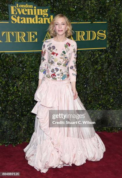 Cate Blanchett attends the London Evening Standard Theatre Awards at the Theatre Royal on December 3, 2017 in London, England.