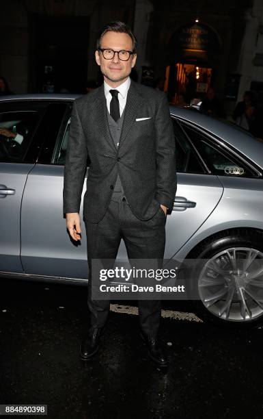 Christian Slater arrives in an Audi at the Evening Standard Theatre Awards at Theatre Royal on December 3, 2017 in London, England.