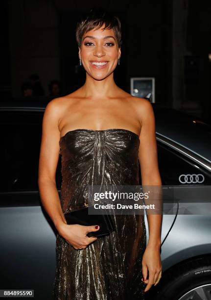 Cush Jumbo arrives in an Audi at the Evening Standard Theatre Awards at Theatre Royal on December 3, 2017 in London, England.