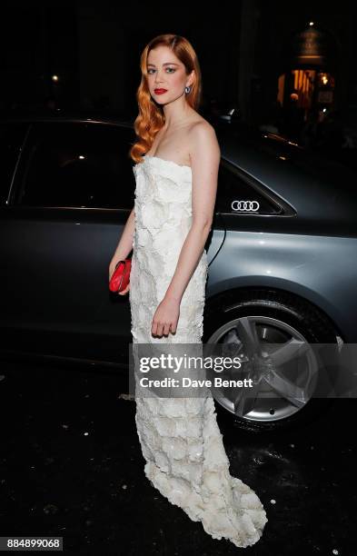 Charlotte Hope arrives in an Audi at the Evening Standard Theatre Awards at Theatre Royal on December 3, 2017 in London, England.