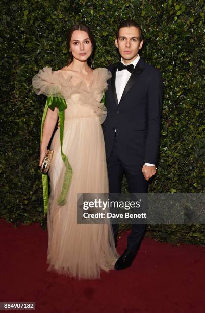 Keira Knightley and James Righton attend the London Evening Standard Theatre Awards 2017 at the Theatre Royal, Drury Lane, on December 3, 2017 in...